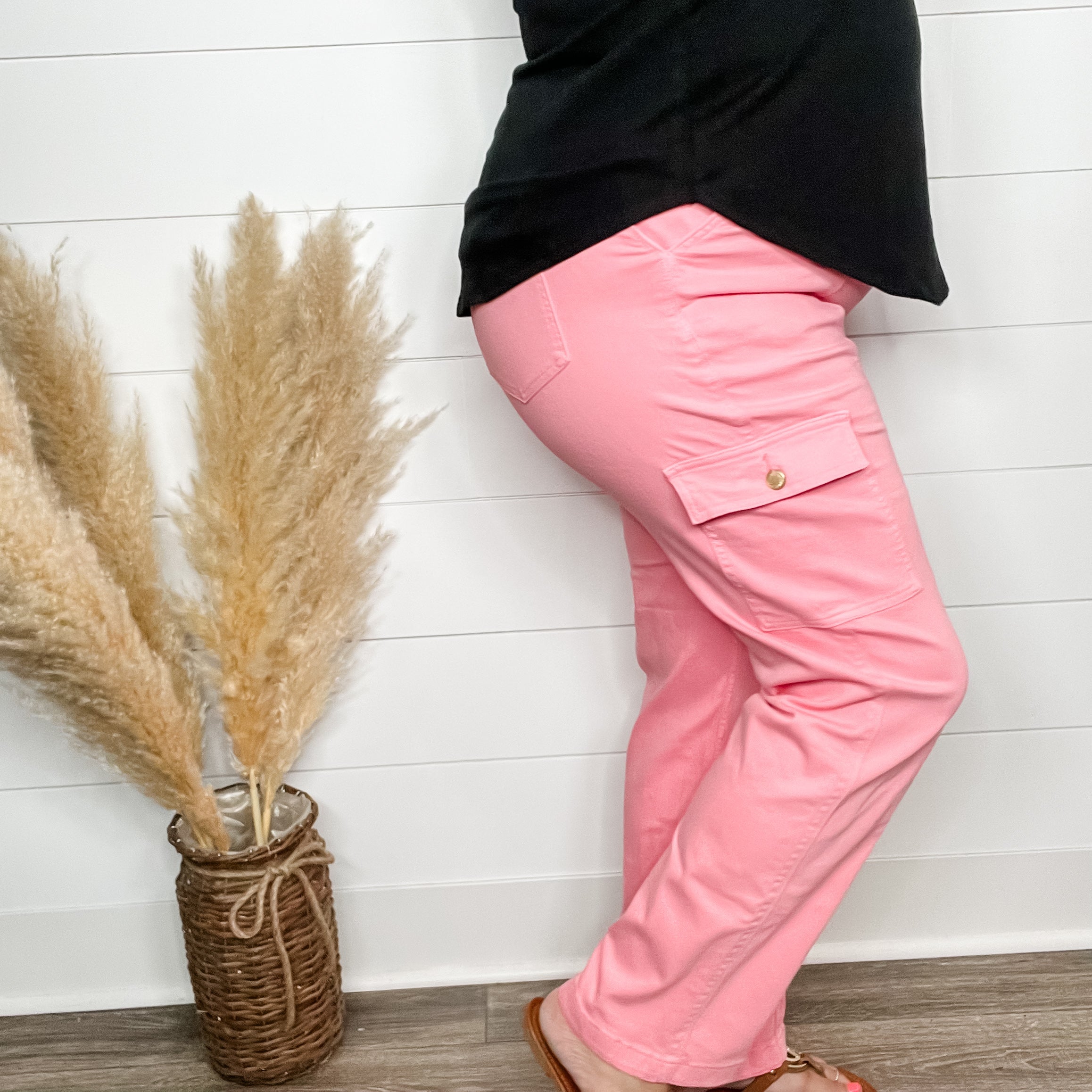 Judy Blue "Seeing Pink" Cargo Jeans-Lola Monroe Boutique