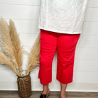 Judy Blue "Seeing Red" Tummy Control Wide Leg Crops-Lola Monroe Boutique