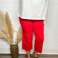 Judy Blue "Seeing Red" Tummy Control Wide Leg Crops-Lola Monroe Boutique