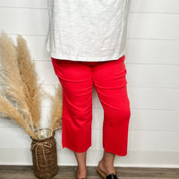 Judy Blue "Seeing Red" Tummy Control Wide Leg Crops-Lola Monroe Boutique