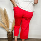 Judy Blue "Seeing Red" Tummy Control Wide Leg Crops-Lola Monroe Boutique