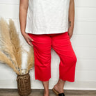 Judy Blue "Seeing Red" Tummy Control Wide Leg Crops-Lola Monroe Boutique