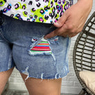 Judy Blue Serape Patch Mid Thigh Shorts-Lola Monroe Boutique