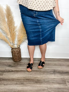 Judy Blue "Sharp Pencil" Skirt with slit-Lola Monroe Boutique