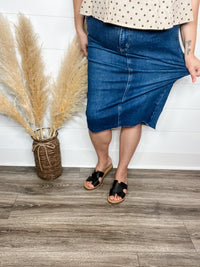 Judy Blue "Sharp Pencil" Skirt with slit-Lola Monroe Boutique