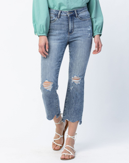 Judy Blue "Short On Time" Cropped Bootcut Jeans-Lola Monroe Boutique