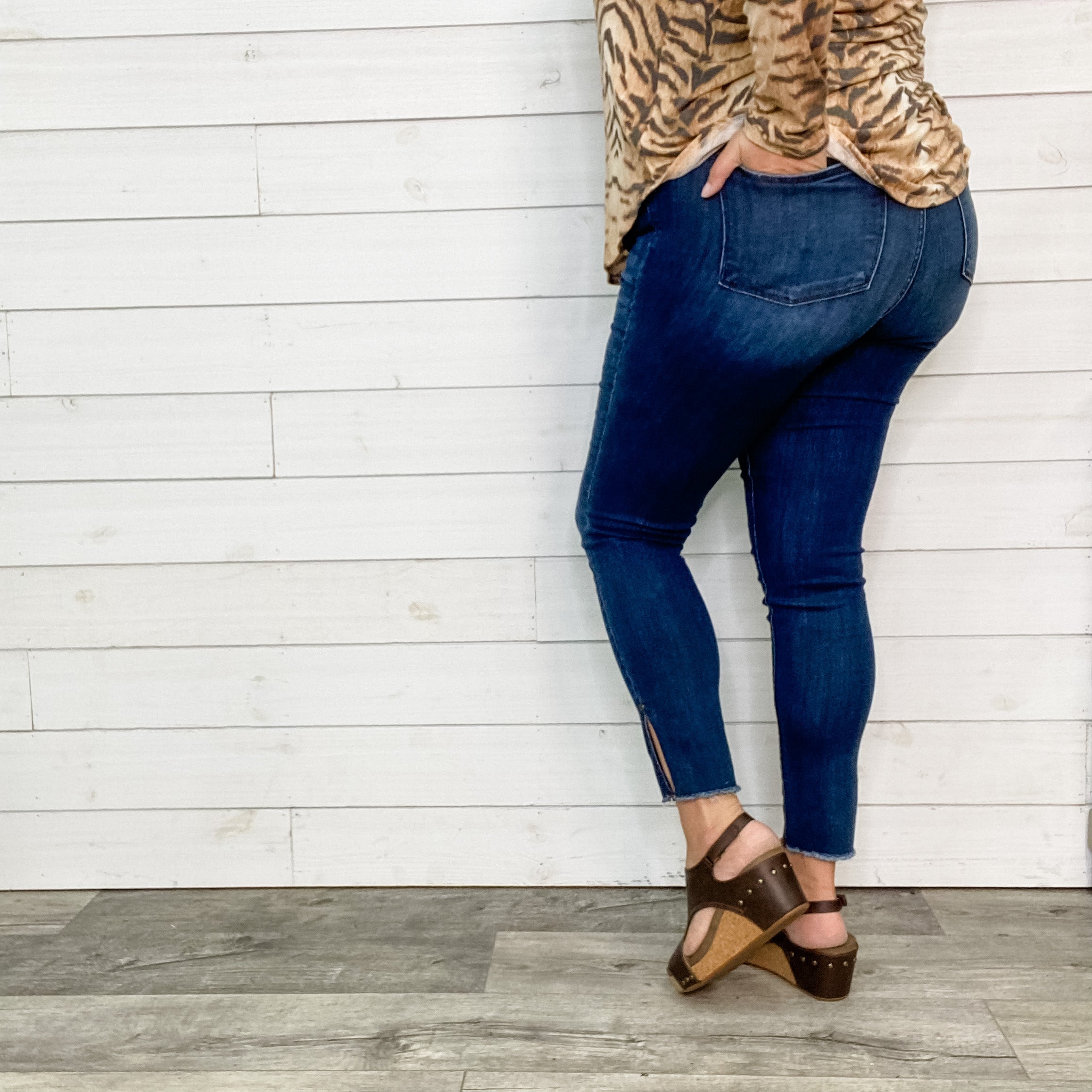 Judy Blue Side Slit Skinny Jeans-Lola Monroe Boutique