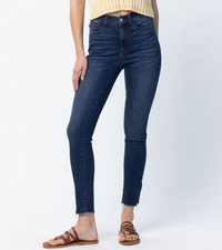 Judy Blue Side Slit Skinny Jeans-Lola Monroe Boutique