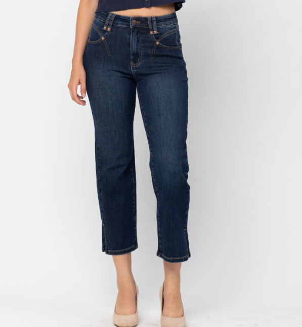 Judy Blue "Simmer Down" Straight Leg Cropped Jeans-Lola Monroe Boutique
