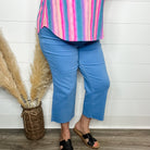 Judy Blue "Skies are Blue" Sky Blue Wide Leg Tummy Control Crops-Lola Monroe Boutique