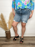 Judy Blue "Spunky Monkey" Destroyed Bermuda Shorts-Lola Monroe Boutique