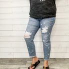 Judy Blue Star Print Boyfriend Jeans-Lola Monroe Boutique