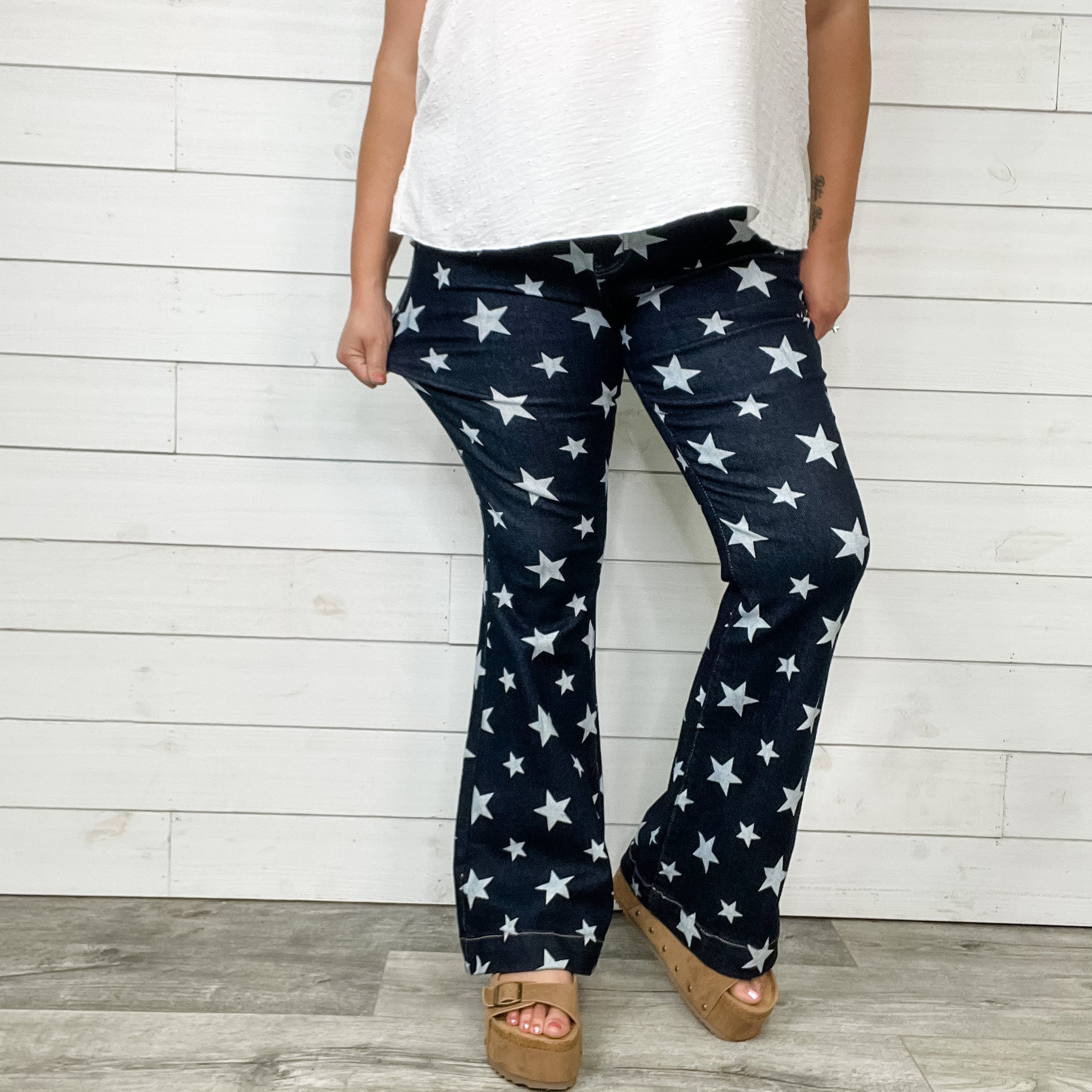 Judy Blue Star Trouser Flares-Lola Monroe Boutique