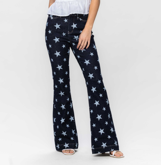 Judy Blue Star Trouser Flares-Lola Monroe Boutique