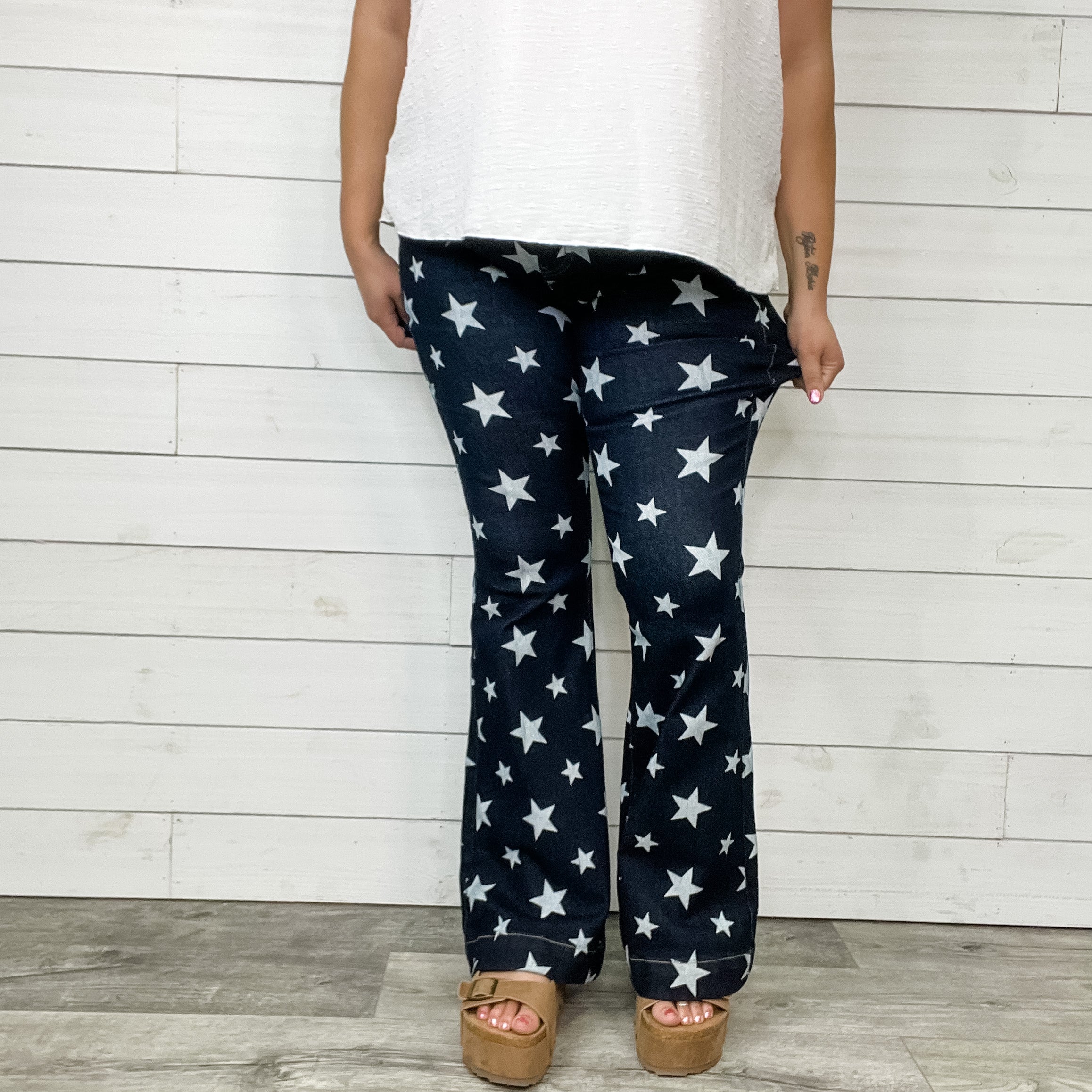 Judy Blue Star Trouser Flares-Lola Monroe Boutique