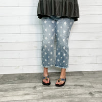 Judy Blue "Starry Eyed" Wide Leg Cropped Jeans-Lola Monroe Boutique