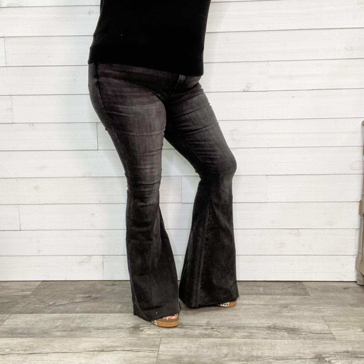 Judy Blue Storm Chaser Black Flares (34 inch inseam)-Lola Monroe Boutique