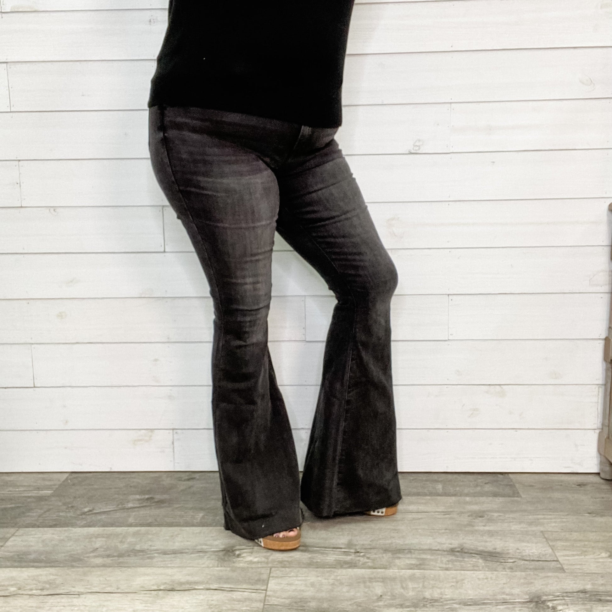 Judy Blue Storm Chaser Black Flares (34 inch inseam)-Lola Monroe Boutique