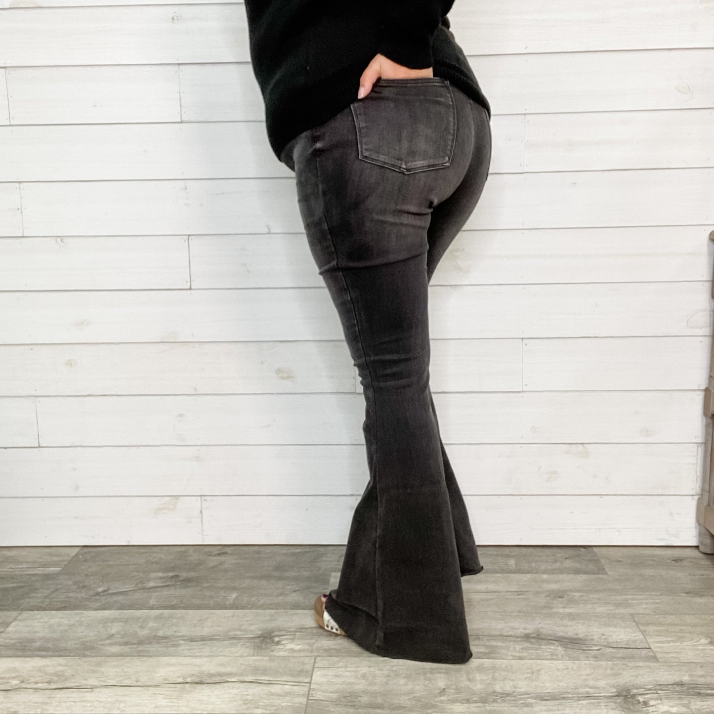 Judy Blue Storm Chaser Black Flares (34 inch inseam)-Lola Monroe Boutique