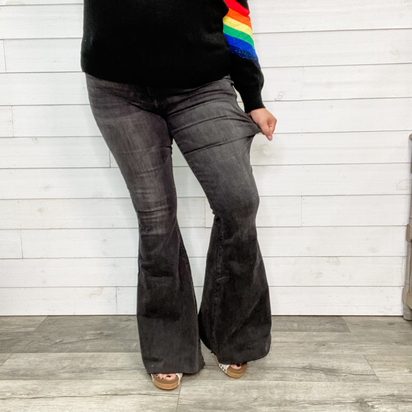 Judy Blue Storm Chaser Black Flares (34 inch inseam)-Lola Monroe Boutique