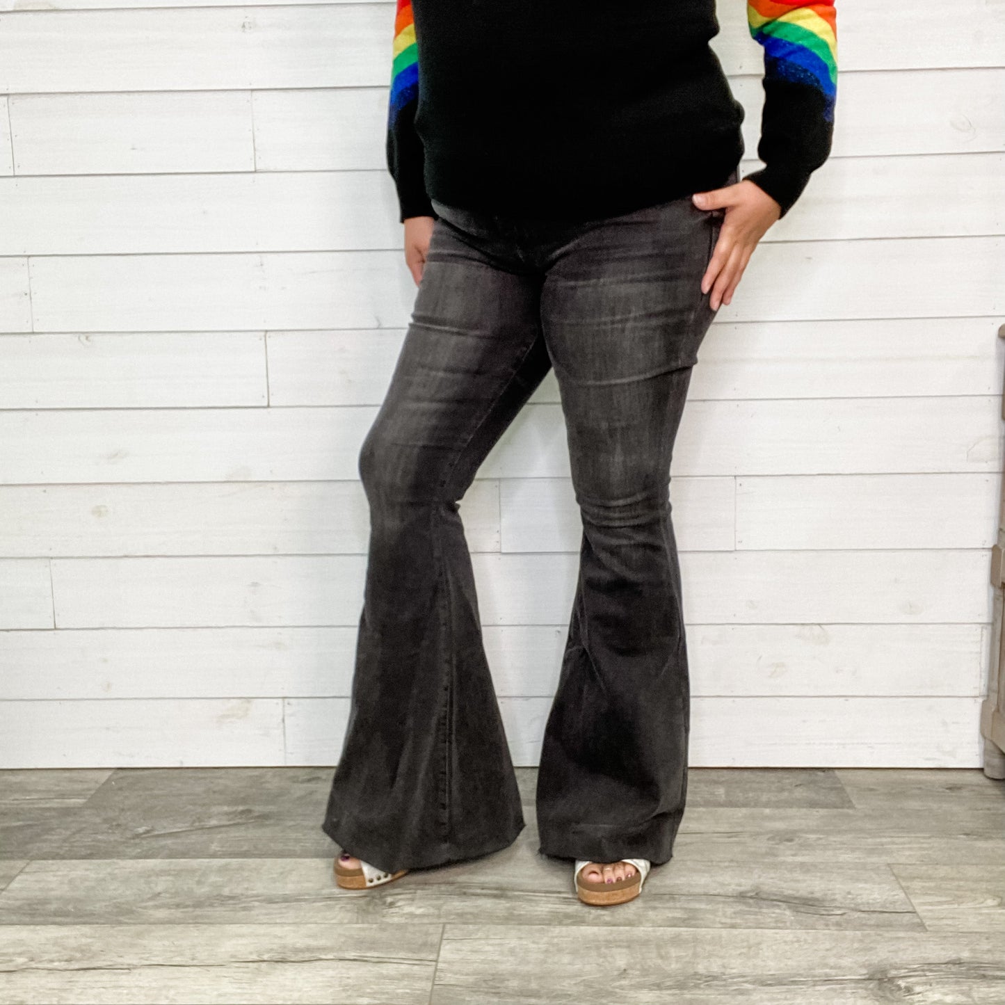 Judy Blue Storm Chaser Black Flares (34 inch inseam)-Lola Monroe Boutique