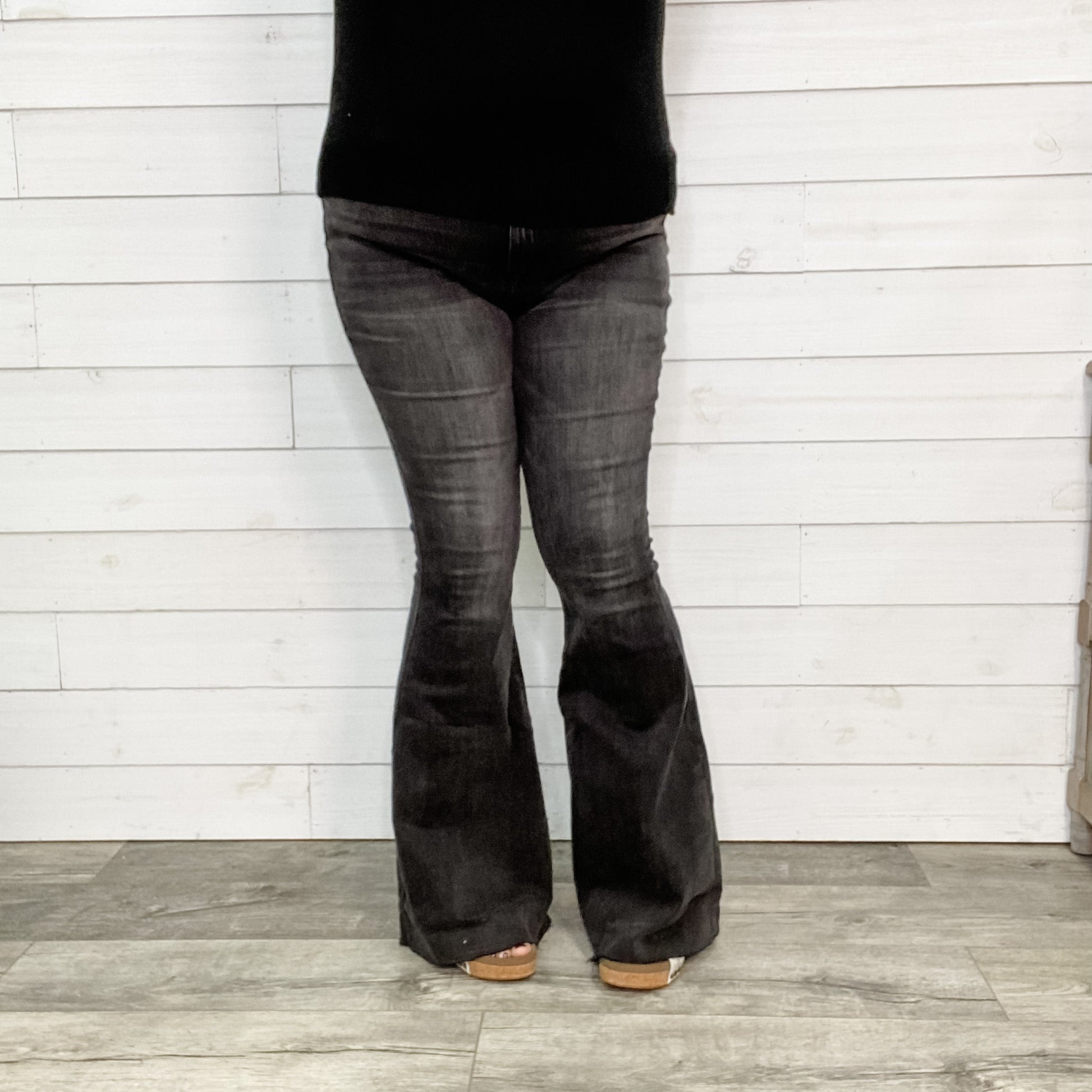 Judy Blue Storm Chaser Black Flares (34 inch inseam)-Lola Monroe Boutique