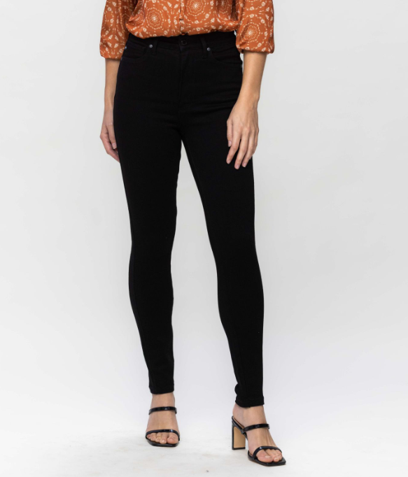 Judy Blue "Sweet Nothings" Tummy Control Black Skinny Jeans-Lola Monroe Boutique