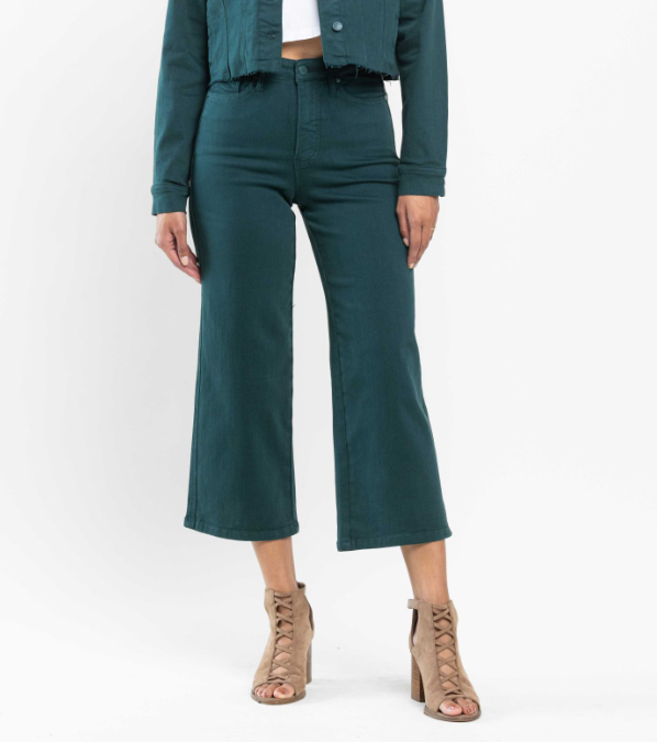 Judy Blue "The Real Teal" Wide Leg Crops-Lola Monroe Boutique