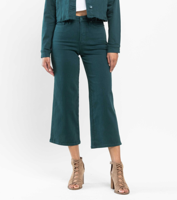 Judy Blue "The Real Teal" Wide Leg Crops