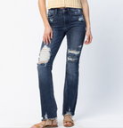 Judy Blue "Train Station" Distressed Bootcut Jeans-Lola Monroe Boutique