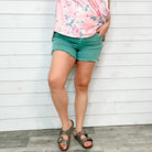 Judy Blue "Under The Sea" Frayed Hem Shorts-Lola Monroe Boutique