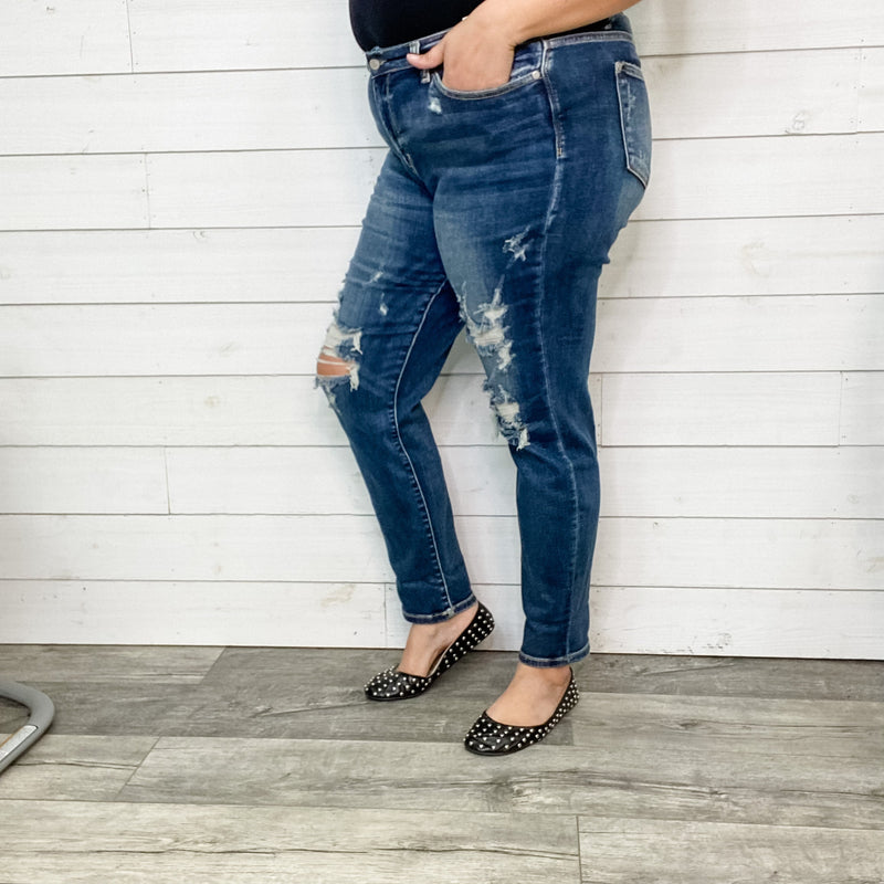 Judy Blue "Welcome to the Party" Boyfriend Jeans-Lola Monroe Boutique