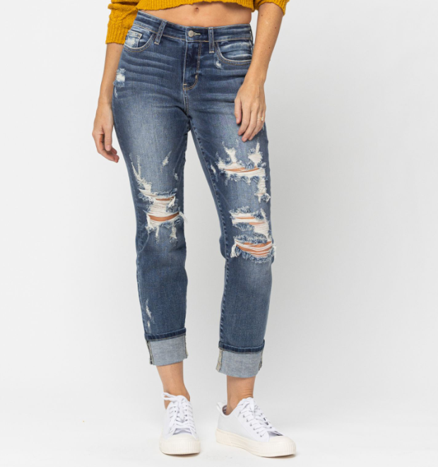 Judy Blue "Welcome to the Party" Boyfriend Jeans