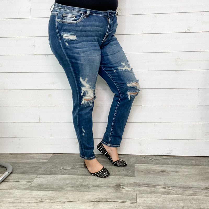 Judy Blue "Welcome to the Party" Boyfriend Jeans-Lola Monroe Boutique