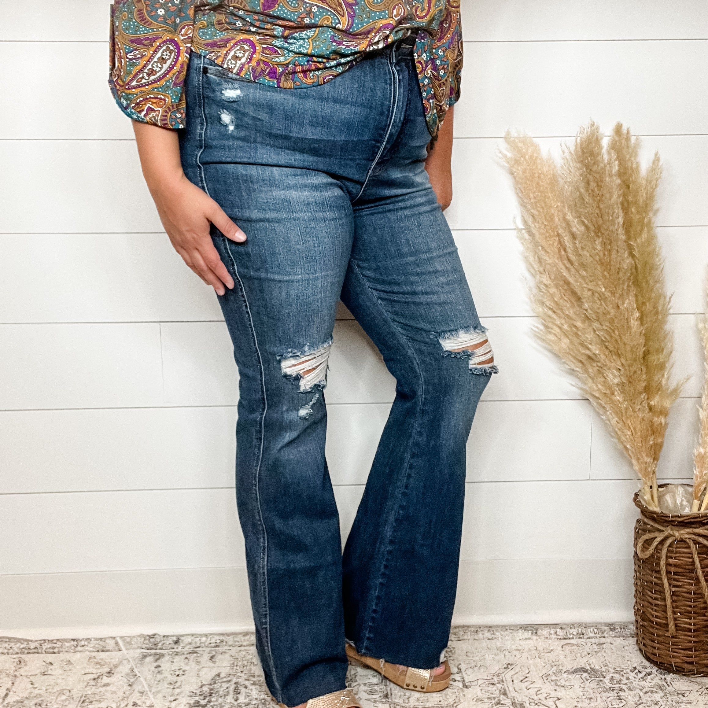 Judy Blue "Why Oh Wyoming" Tummy Control Flares-Lola Monroe Boutique