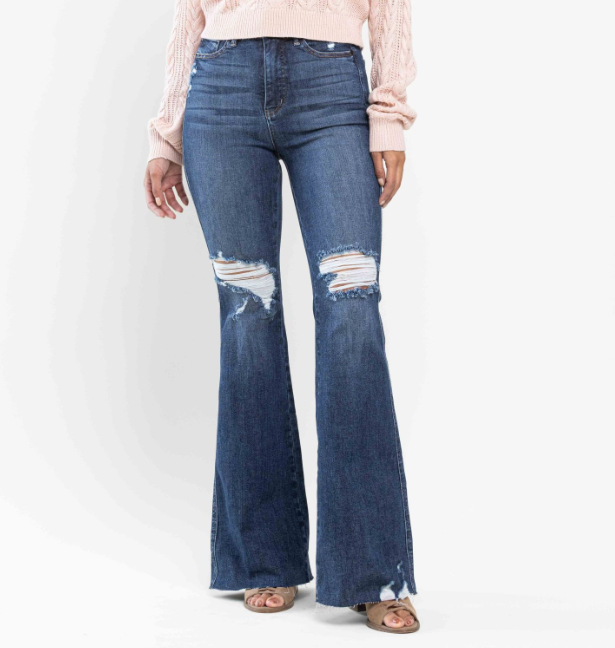 Judy Blue "Why Oh Wyoming" Tummy Control Flares-Lola Monroe Boutique