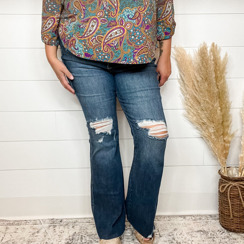 Judy Blue "Why Oh Wyoming" Tummy Control Flares-Lola Monroe Boutique