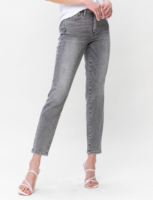 Judy Blue "Why So Sad" Grey Slim Fit Jeans-Lola Monroe Boutique