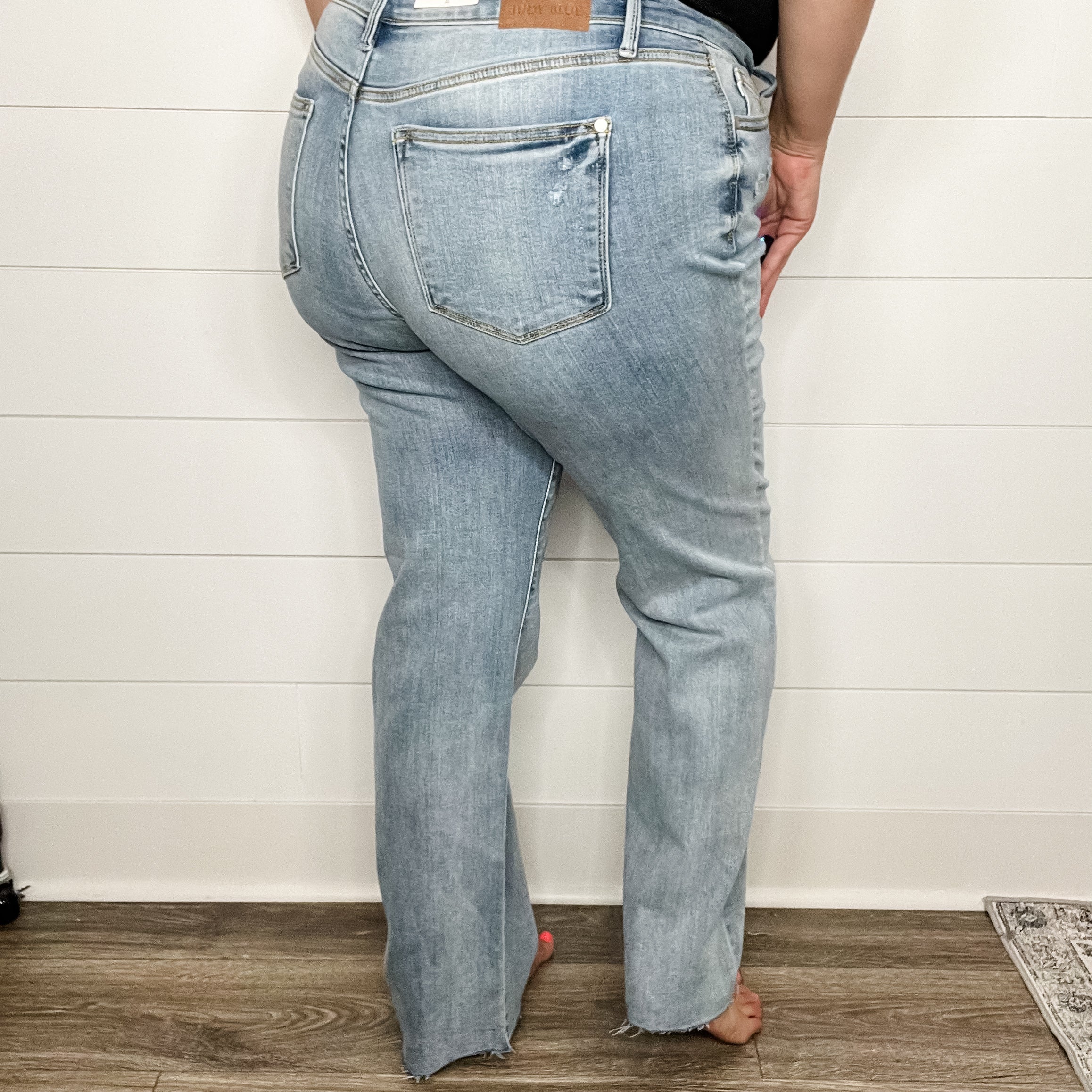 Judy Blue "You Dip We Dip" V Waist Straight Leg Jeans-Lola Monroe Boutique