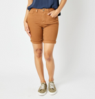 Judy Blue "You're A Wild One" Tummy Control Brown Bermuda Shorts-Lola Monroe Boutique