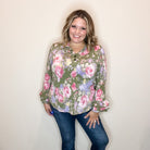 "Jump Right In" Ruffle Long Sleeve Collared V Neck with Button Detail-Lola Monroe Boutique