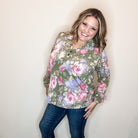 "Jump Right In" Ruffle Long Sleeve Collared V Neck with Button Detail-Lola Monroe Boutique