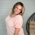 "Karma" Boho Peasant Short Sleeve Top (Blush)-Lola Monroe Boutique