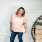 "Karma" Boho Peasant Short Sleeve Top (Blush)-Lola Monroe Boutique