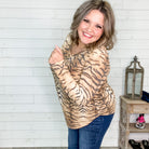 "Katy" Animal Print Long Sleeve V Neck-Lola Monroe Boutique