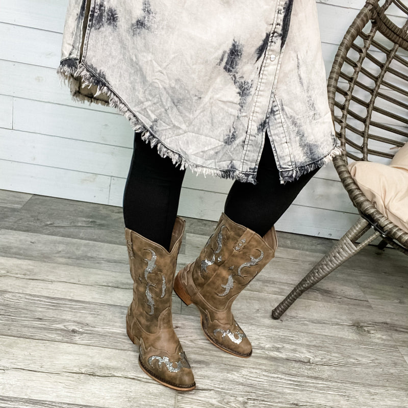 "Kaylee 2.0" Western Style Boot (Taupe)-Lola Monroe Boutique