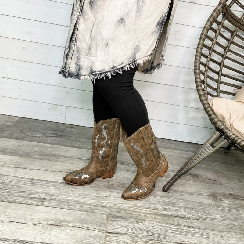 "Kaylee 2.0" Western Style Boot (Taupe)-Lola Monroe Boutique