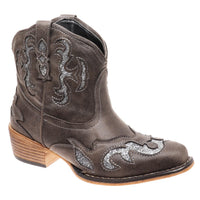 "Kaylee 2.0" Western Style Bootie (Charcoal)-Lola Monroe Boutique