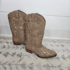 "Kaylee" Western Style Boot with Rose Gold Design (Taupe)-Lola Monroe Boutique