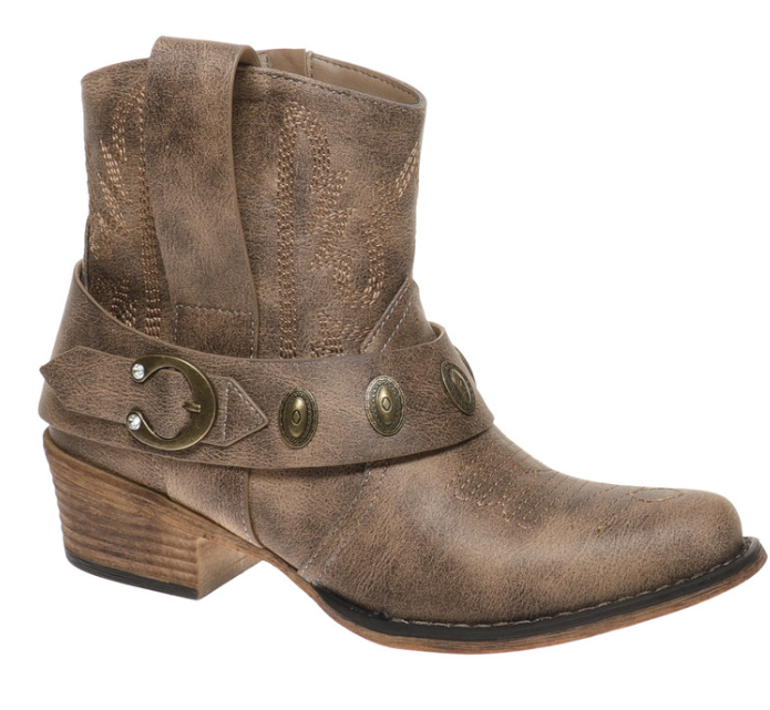 "Kaylee" Western Style Bootie (Taupe)-Lola Monroe Boutique